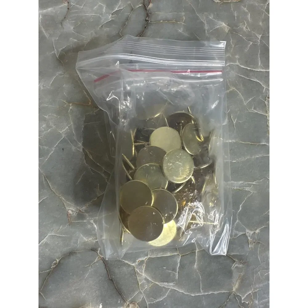 Gold Tone Flat Head Upholstery Nails - 60 Pcs